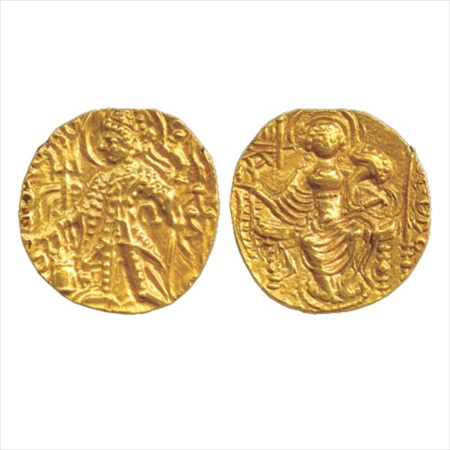 Kushan, Vasudeva II (c.290-310 AD), Gold Dinar, 7.83g. Obv: King Vasudeva standing facing,