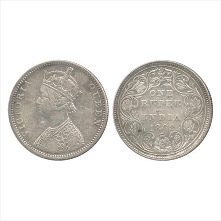 Victoria Queen, Silver Rupee, 1862, Bombay Mint, A/II/1/2, tracing of earlier erased dots 