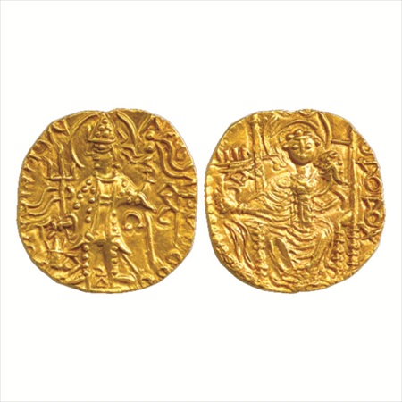 Kushan, Vasudeva II (c.290-310 AD), Gold Dinar, 7.75g. Obv: King Vasudeva standing facing,
