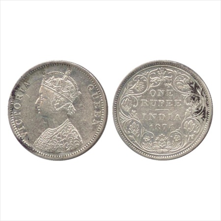 Victoria Queen, Silver Rupee, 1874, Bombay Mint, C1/II/no dot, (PR 141). About Extremely F