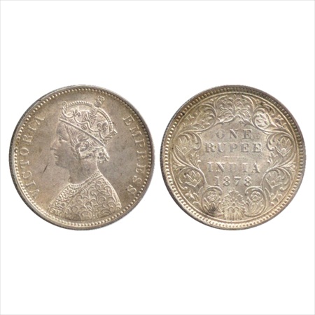 Victoria Empress, Silver Rupee, 1878, Bombay Mint, A3/I/dot, (PR 152). Extremely Fine+, Ve