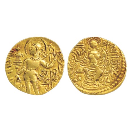 Samudra Gupta – Gold Dinar-Standard Type- Class 1 Variety E-A Legend begins on left, 7.49g