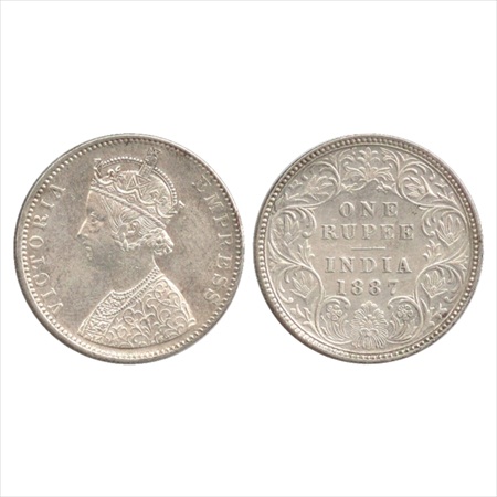 Victoria Empress, Silver Rupee, 1887, Bombay Mint, C2/I(i)/ 'B' incused (inverted), bust i