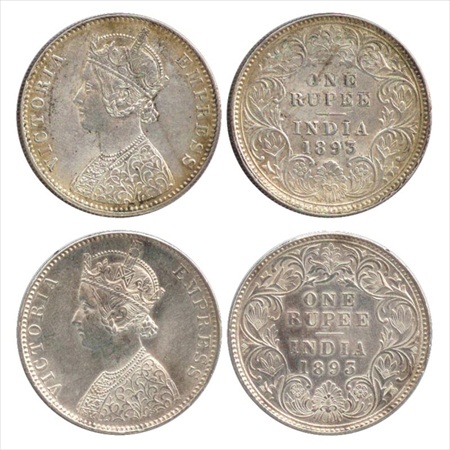 Victoria Empress, Silver Rupee (2), 1893, Calcutta Mint, C3/I(i)/'C' incused, (PR 134), Bo