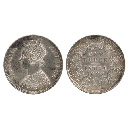 Victoria Empress, Silver Rupee, 1897, Calcutta Mint, C3/I(i)/'C' incused, (PR 136). About 
