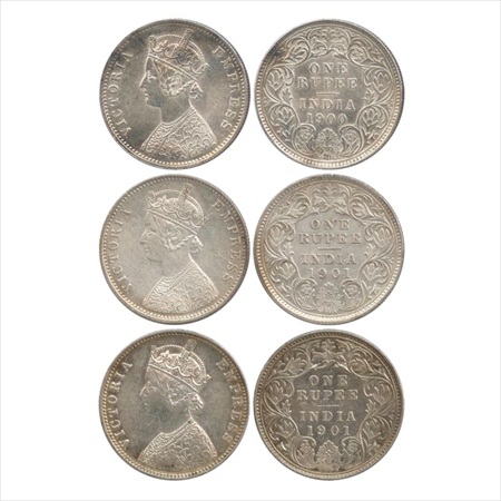 Victoria Empress, Silver Rupee (3), 1900, Calcutta Mint, C3/I(i)/'C' incused, (PR 138), 19