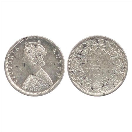 Victoria Queen, Silver ½ Rupee, 1875, Bombay Mint, B2/II/dot, (PR 286). Very Fine, Rare.