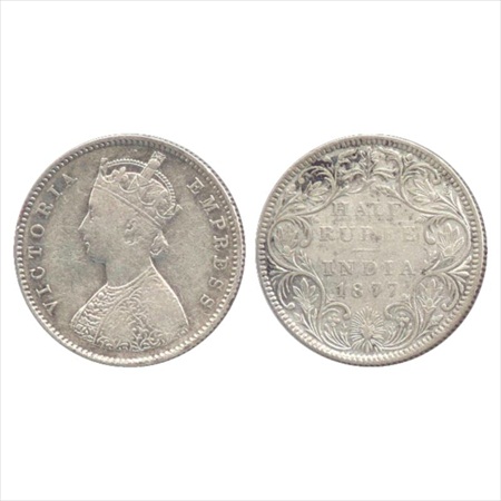 Victoria Empress, Silver ½ Rupee, 1877, Bombay Mint, A/II/dot, (unlisted in Pridmore). Abo