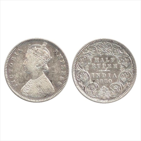 Victoria Empress, Silver ½ Rupee, 1880, Calcutta Mint, A/I/'C' incused, (PR 264). Very Fin