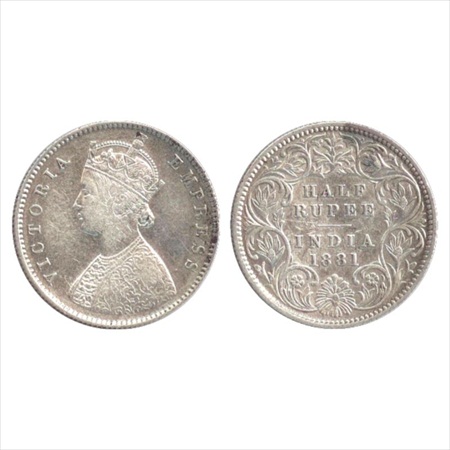 Victoria Empress, Silver ½ Rupee, 1881, Calcutta Mint, A/I/'C' incused, (PR 265). Very Fin