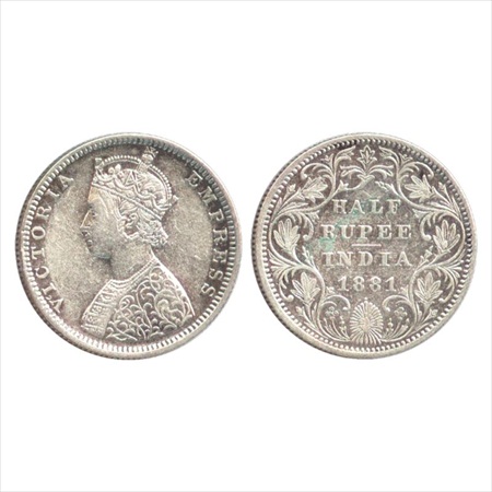 Victoria Empress, Silver ½ Rupee, 1881, Bombay Mint, B2/II/dot, (PR 289). Very Fine+, Very