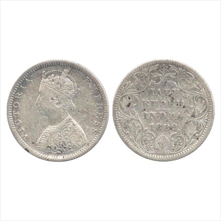 Victoria Empress, Silver ½ Rupee, 1882, Bombay Mint, B2/II/dot, (PR 290). About Very Fine,