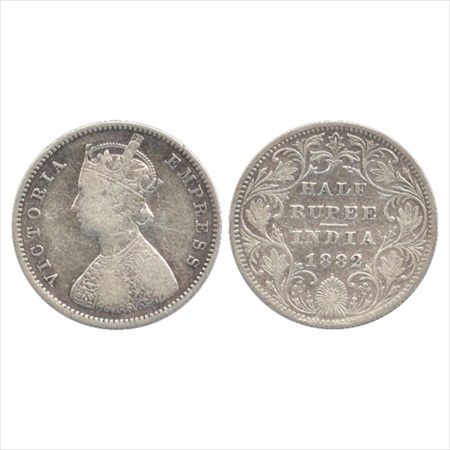 Victoria Empress, Silver ½ Rupee, 1882, Bombay Mint, A/II/dot, (PR 291). About Very Fine, 