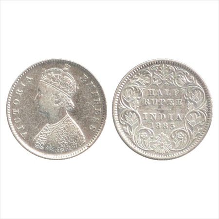 Victoria Empress, Silver ½ Rupee, 1883, Calcutta Mint, A/I/'C' incused, (PR 267). About Ex