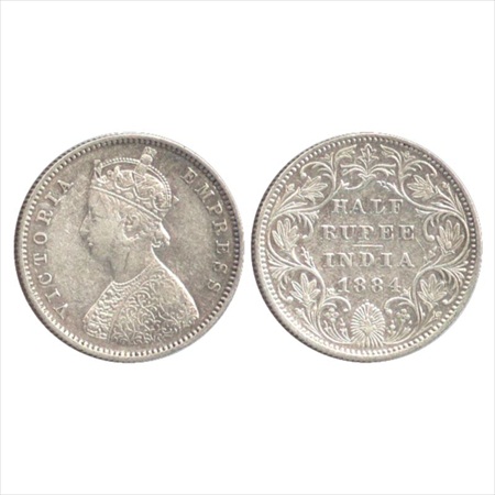Victoria Empress, Silver ½ Rupee, 1884, Bombay Mint, A/II/dot, (PR 292). Almost Extremely 