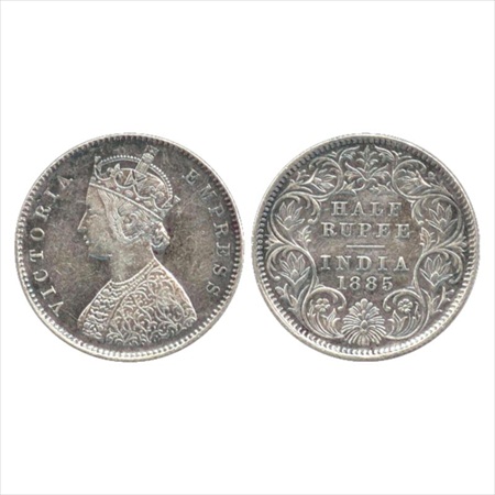 Victoria Empress, Silver ½ Rupee, 1885, Calcutta Mint, A/I/'C' incused, (PR 269). A UNC, V