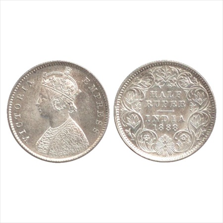 Victoria Empress, Silver ½ Rupee, 1888, Calcutta Mint, A/I/'C' incused, (PR 272). UNC, Ver
