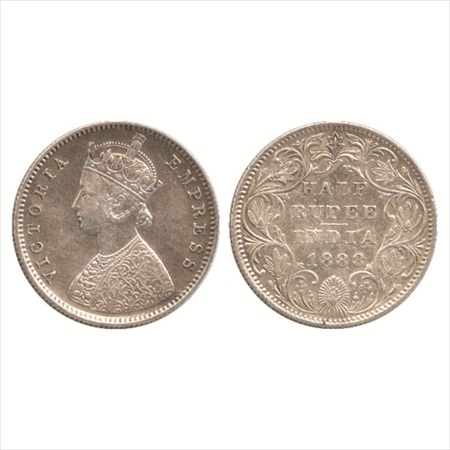 Victoria Empress, Silver ½ Rupee, 1888, Bombay Mint, A/II/no mm, (PR 297). Almost Extremel