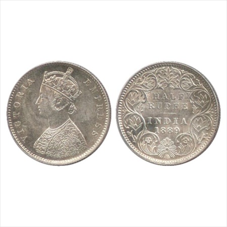 Victoria Empress, Silver ½ Rupee, 1889, Calcutta Mint, A/I/'C' incused, (PR 273). UNC, Rar
