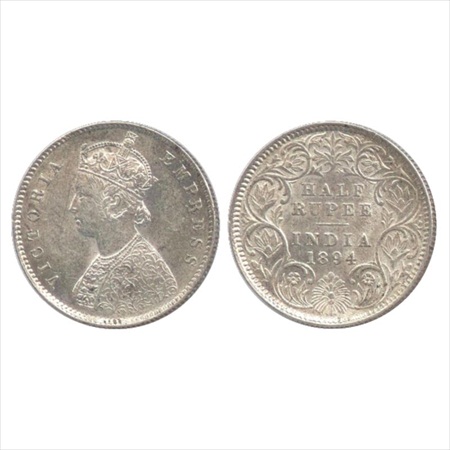 Victoria Empress, Silver ½ Rupee, 1894, Calcutta Mint, A/I/'C' incused, (PR 278). Extremel