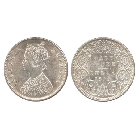 Victoria Empress, Silver ½ Rupee, 1899, Bombay Mint, A/I/'C' incused (inverted), (PR 307).