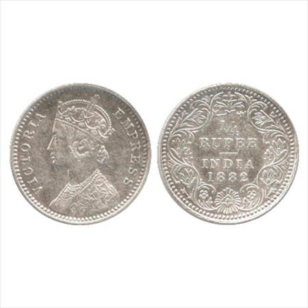 Victoria Empress, Silver ¼ Rupee, 1882, Calcutta Mint, C/II/'C' incused, (PR 387). Extreme