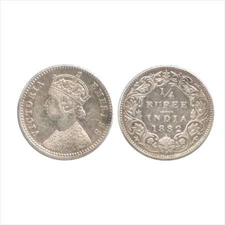 Victoria Empress, Silver ¼ Rupee, 1882, Bombay Mint, C/I/dot, (PR 414). About Extremely Fi