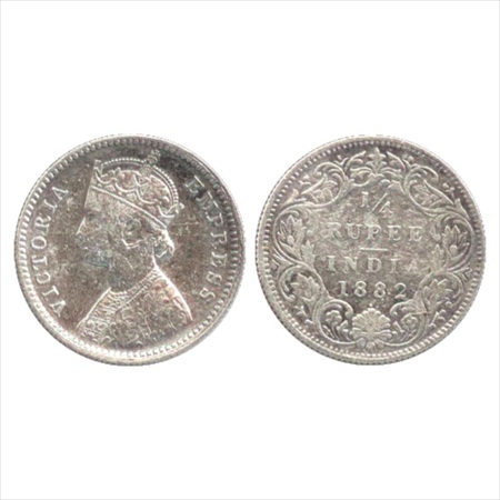 Victoria Empress, Silver ¼ Rupee, 1882, Bombay Mint, B/I/dot, (unlisted in Pridmore). Very
