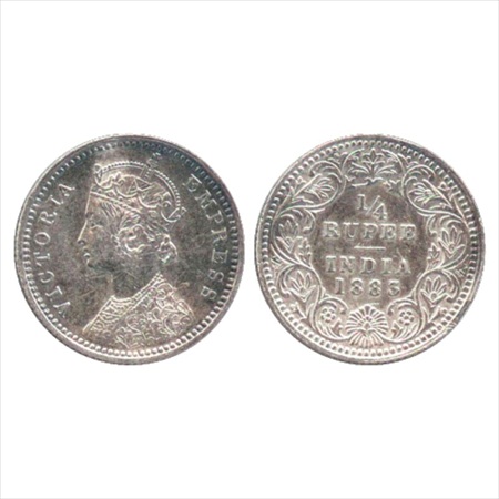 Victoria Empress, Silver ¼ Rupee, 1883, Calcutta Mint, C/II/'C' incused, (PR 388). Extreme