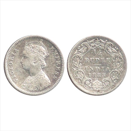 Victoria Empress, Silver ¼ Rupee, 1883, Bombay Mint, B/I/dot, (PR 415). Very Fine, Very Ra
