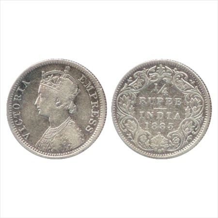 Victoria Empress, Silver ¼ Rupee, 1883, Bombay Mint, A/I/dot, (unlisted in Pridmore). Abou