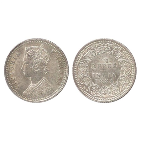 Victoria Empress, Silver ¼ Rupee, 1884, Calcutta Mint, C/II/'C' incused, (PR 389). Extreme