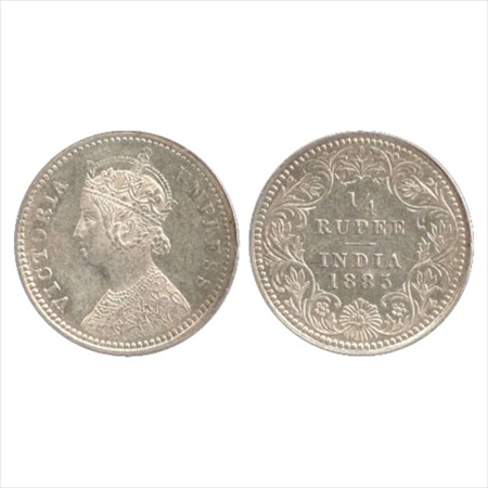 Victoria Empress, Silver ¼ Rupee, 1885, Calcutta Mint, C/II/'C' incused, (PR 390). A UNC, 