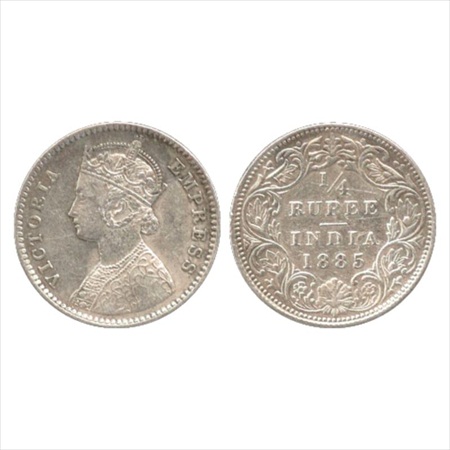 Victoria Empress, Silver ¼ Rupee, 1885, Bombay Mint, B/I/'B' raised, (PR 418). Extremely F