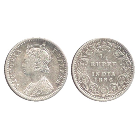 Victoria Empress, Silver ¼ Rupee, 1886, Calcutta Mint, C/II/no mm, (unlisted in Pridmore).