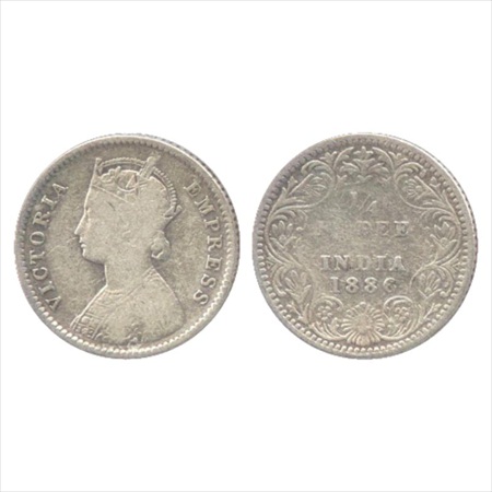 Victoria Empress, Silver ¼ Rupee, 1886, Bombay Mint, B/II/'B' raised, (unlisted in Pridmor