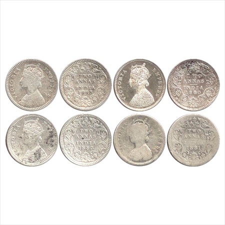 Victoria Empress, Silver 2 Annas (4), 1883, Calcutta Mint, B/II/'C' incused, (PR 498), Bom