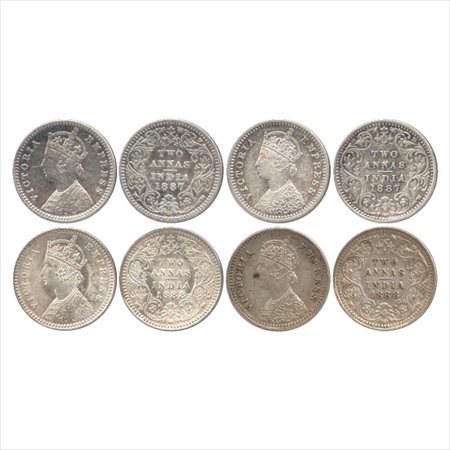 Victoria Empress, Silver 2 Annas (4), 1887, Calcutta Mint, B/II/'C' incused, (PR 502), Bom