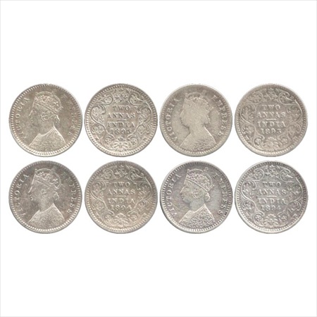 Victoria Empress, Silver 2 Annas (4), 1893, Calcutta Mint, B/II/'C' incused, (PR 508), Bom