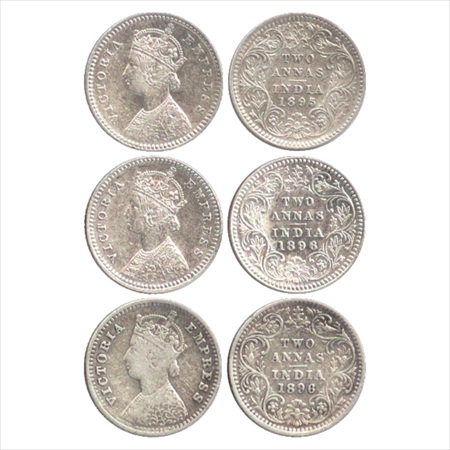 Victoria Empress, Silver 2 Annas (3), 1895, Calcutta Mint, B/II/'C' incused, (PR 510), 189