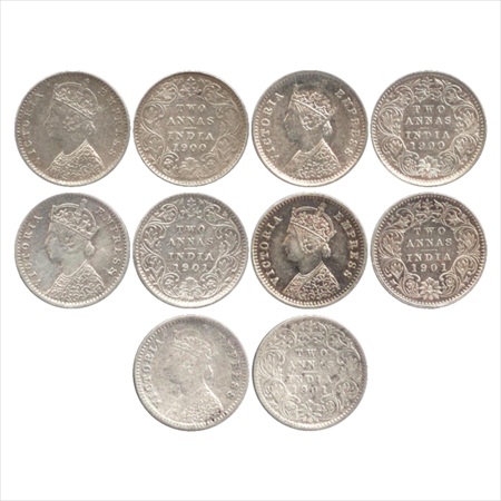 Victoria Empress, Silver 2 Annas (5), 1900, Calcutta Mint, B/II/'C' incused, (PR 514), Bom