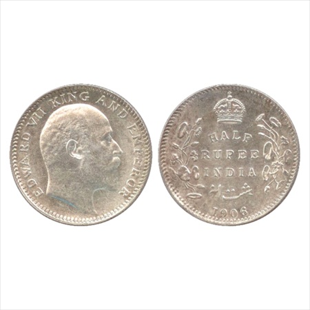 Edward VII, Silver ½ Rupee, 1906, Calcutta Mint, no mm, (PR 310). UNC, Very Rare.