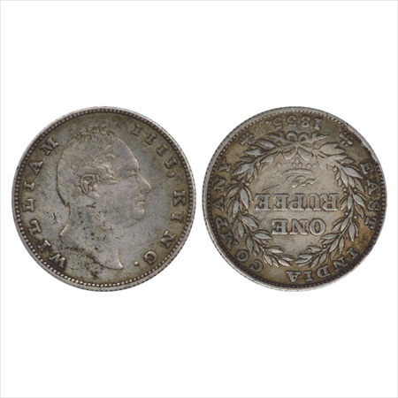 William IV, Silver Rupee, 1835, Bombay Mint, no initials, B/II/20 berries, bud leaves, rev