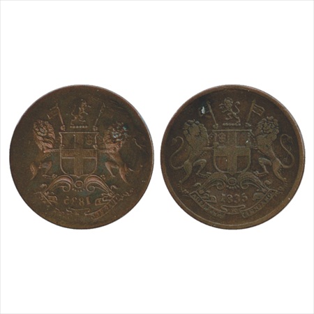 William IV, Copper ¼ Anna, 1835, Obverse Brockage (Lakhi). Very Fine, Very Rare.