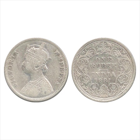 Victoria Empress, Silver Rupee, 1881, Calcutta Mint, A1/I/'C' incused, (PR 119). About Ver