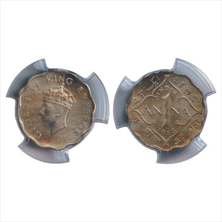 George VI, Cupro-Nickel, 1 Anna, 1938, Calcutta Mint, (PR 959), slabbed and graded by PGCS