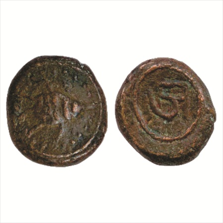 Nawabs of Arcot, Central Tamil Nadu (1734-1801 AD), Large size Copper unit, 6.22g. Obv: Fi
