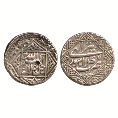 Akbar (1556-1605 AD), Silver Rupee, Lahore Mint, Tir 47, legend within 4 pointed star on o
