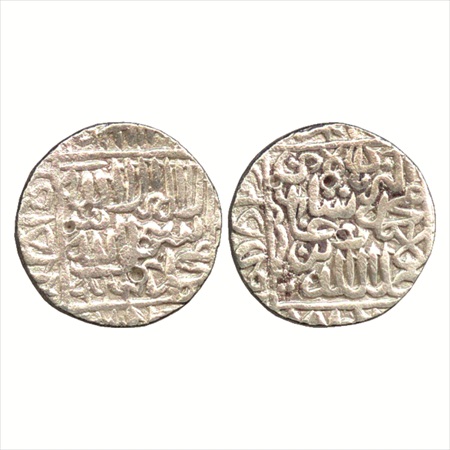 Akbar (1556-1605 AD), Silver Rupee, Shergarh (Off flan) Mint, AH 966, (Liddle S-1). Very F