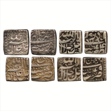 Akbar (1556-1605 AD), Silver Square Rupee (4), Tatta Mint, Shahrewar 38, Azar 44, Di 41 an